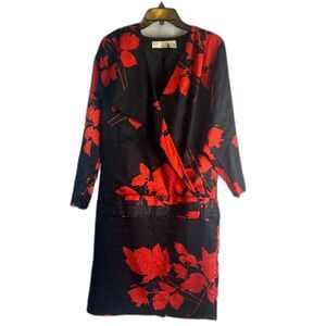 Me II by Lucero Vintage Petite Dropwaist Korean Faux Wrap Dress Women's Size 12‎